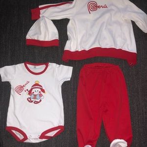 Baby 3month Peruvian/ peru red outfit